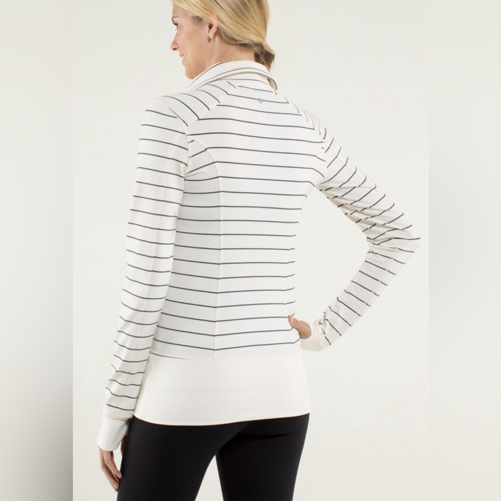 EUC Lululemon Nice Asana Jacket Slalom Stripe Angel Wing / Angel Wing, Sz 0 - Picture 2 of 8